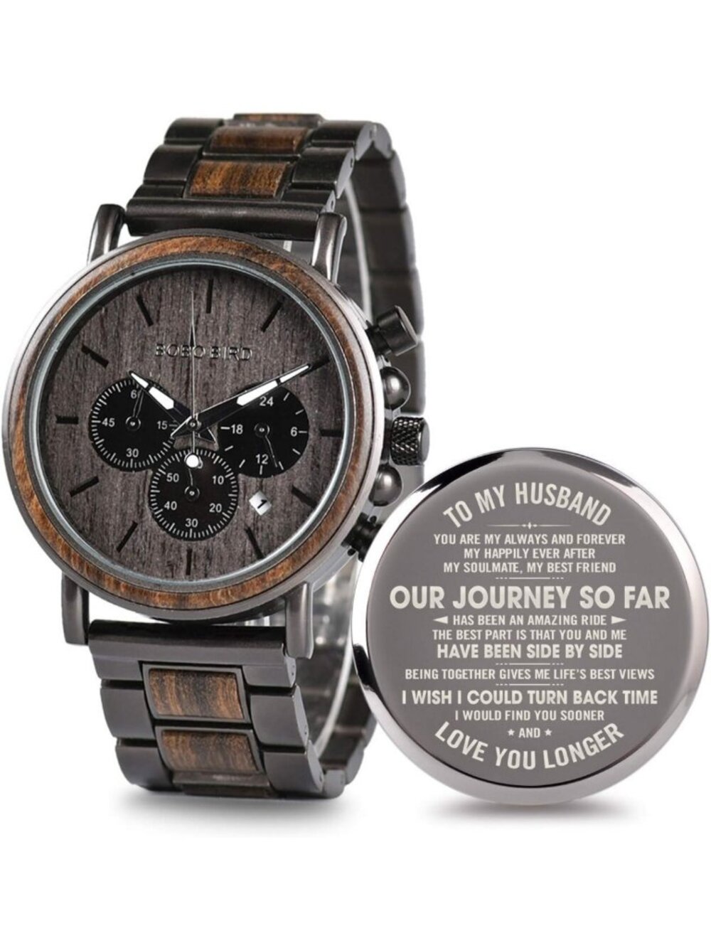 Personalized Engraved Wooden Watch for Him - Custom Gift for Boyfriend, Fiancé